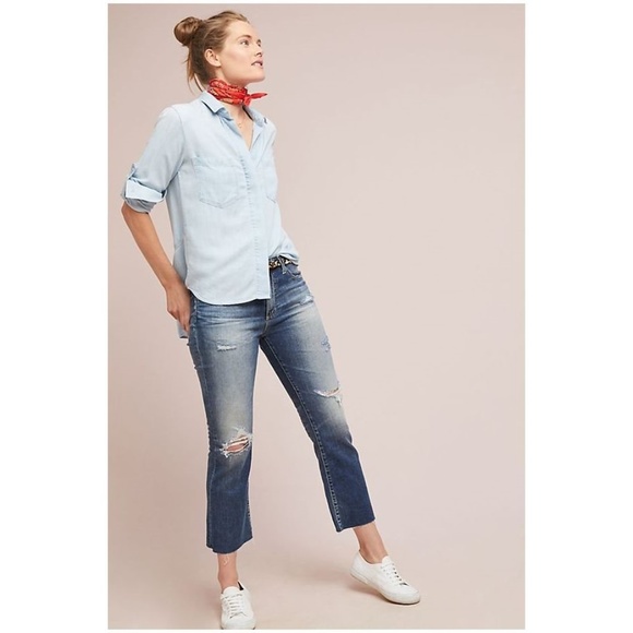 Anthropologie Tops - CLOTH & STONE Split-Back Chambray Buttondown [F2]